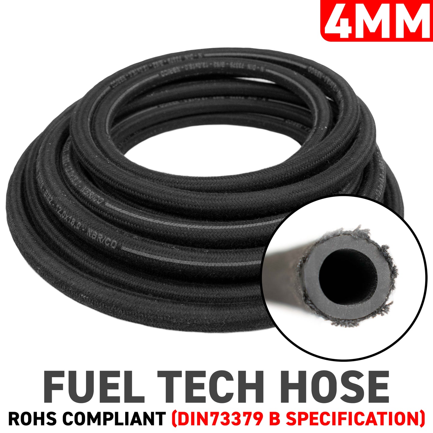 4mm Braided Rubber DIN 73379 Type B Fuel Hose