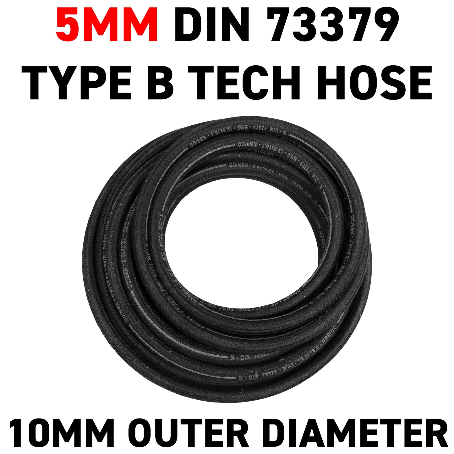 5mm Braided Rubber DIN 73379 Type B Fuel Hose