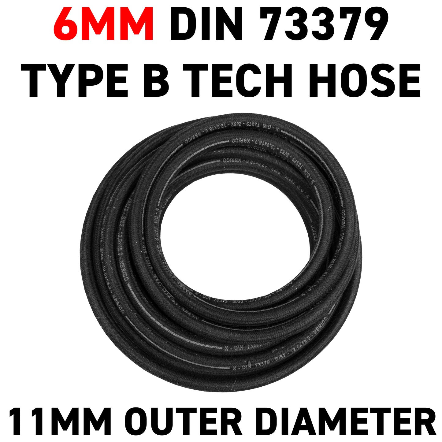 6mm Braided Rubber DIN 73379 Type B Fuel Hose