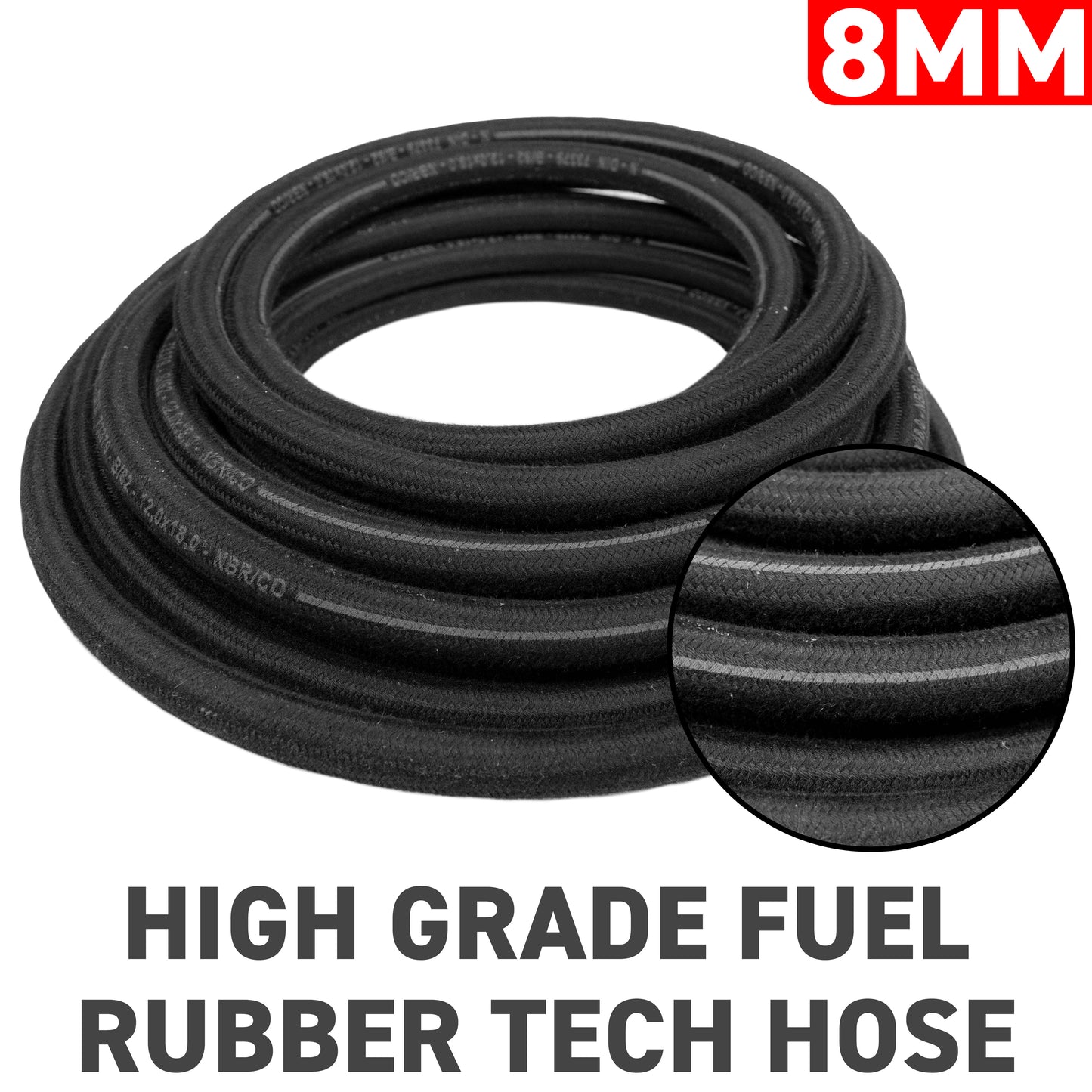 8mm Braided Rubber DIN 73379 Type B Fuel Hose