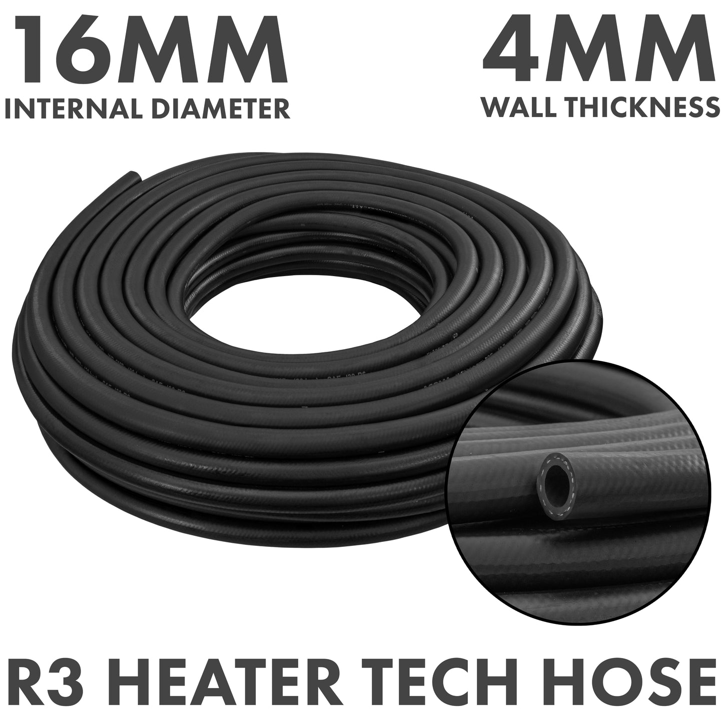 16mm Rubber J20 R3 Heater/ Coolant Hose