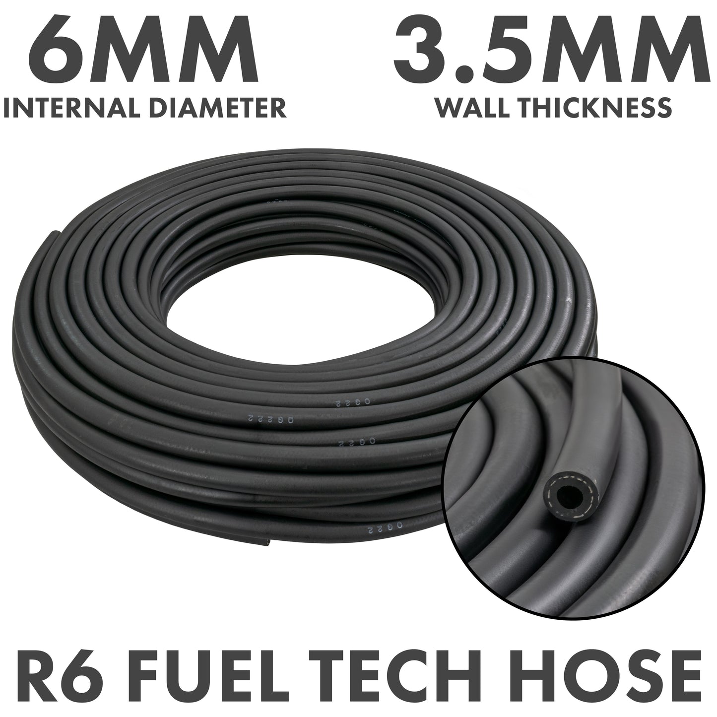 6mm Rubber Reinforced J30 R6 Fuel Hose