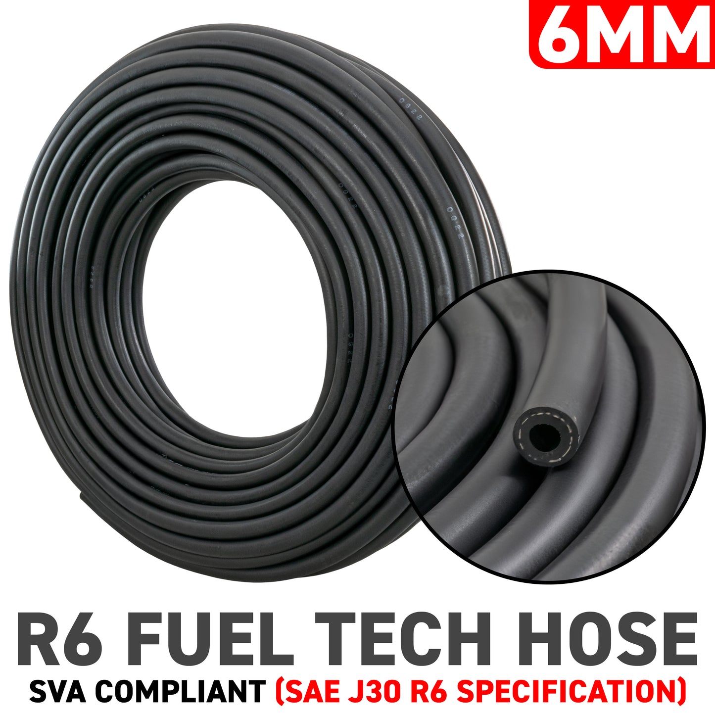 6mm Rubber Reinforced J30 R6 Fuel Hose