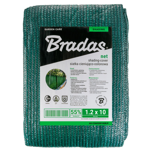 55% Garden Shade Net 60gsm Green 1.2m x 10m