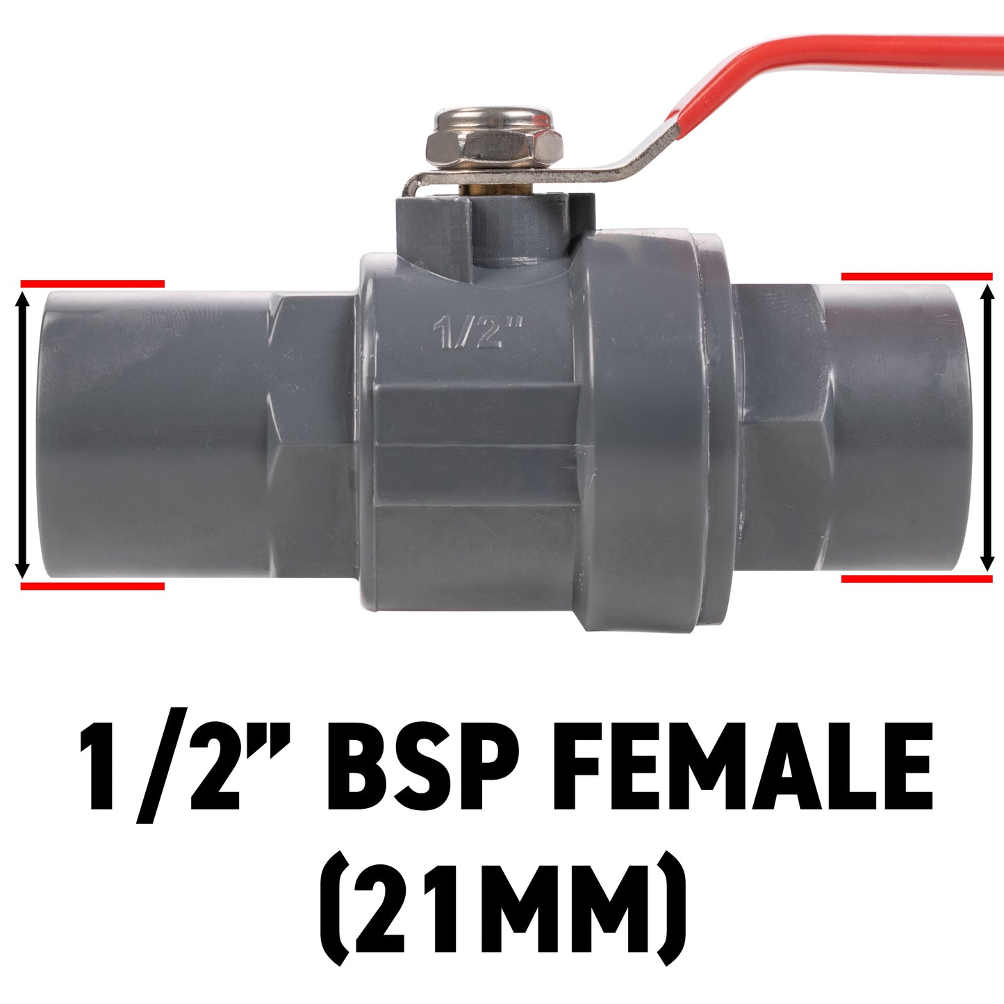 Polypropylene Lever Valve with Stainless Steel Ball, 1/2"