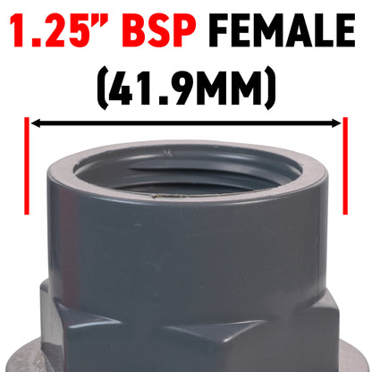 Stainless Steel Ball PP Valve & Barbed Outlet, 1.25"