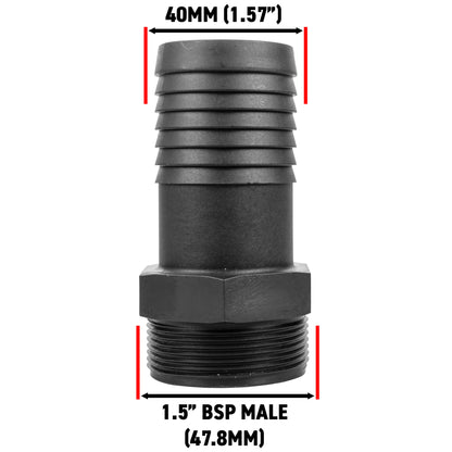Stainless Steel Ball PP Valve & Barbed Outlet, 1.5"
