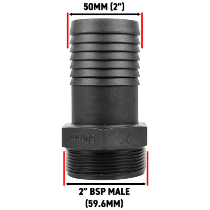 Stainless Steel Ball PP Valve & Barbed Outlet, 2"