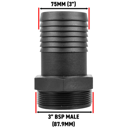 Stainless Steel Ball PP Valve & Barbed Outlet, 3"