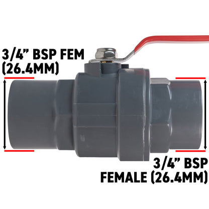 Polypropylene Lever Valve with Stainless Steel Ball, 3/4"