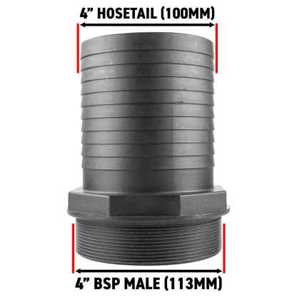 Stainless Steel Ball PP Valve & Barbed Outlet, 4"
