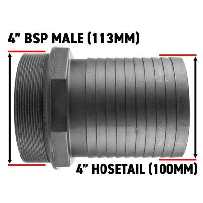 Stainless Steel Ball PP Valve & Barbed Outlet, 4"