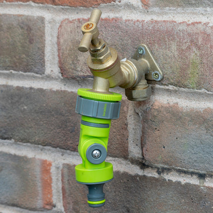 Adjustable Angle Garden Tap Connector, Lime
