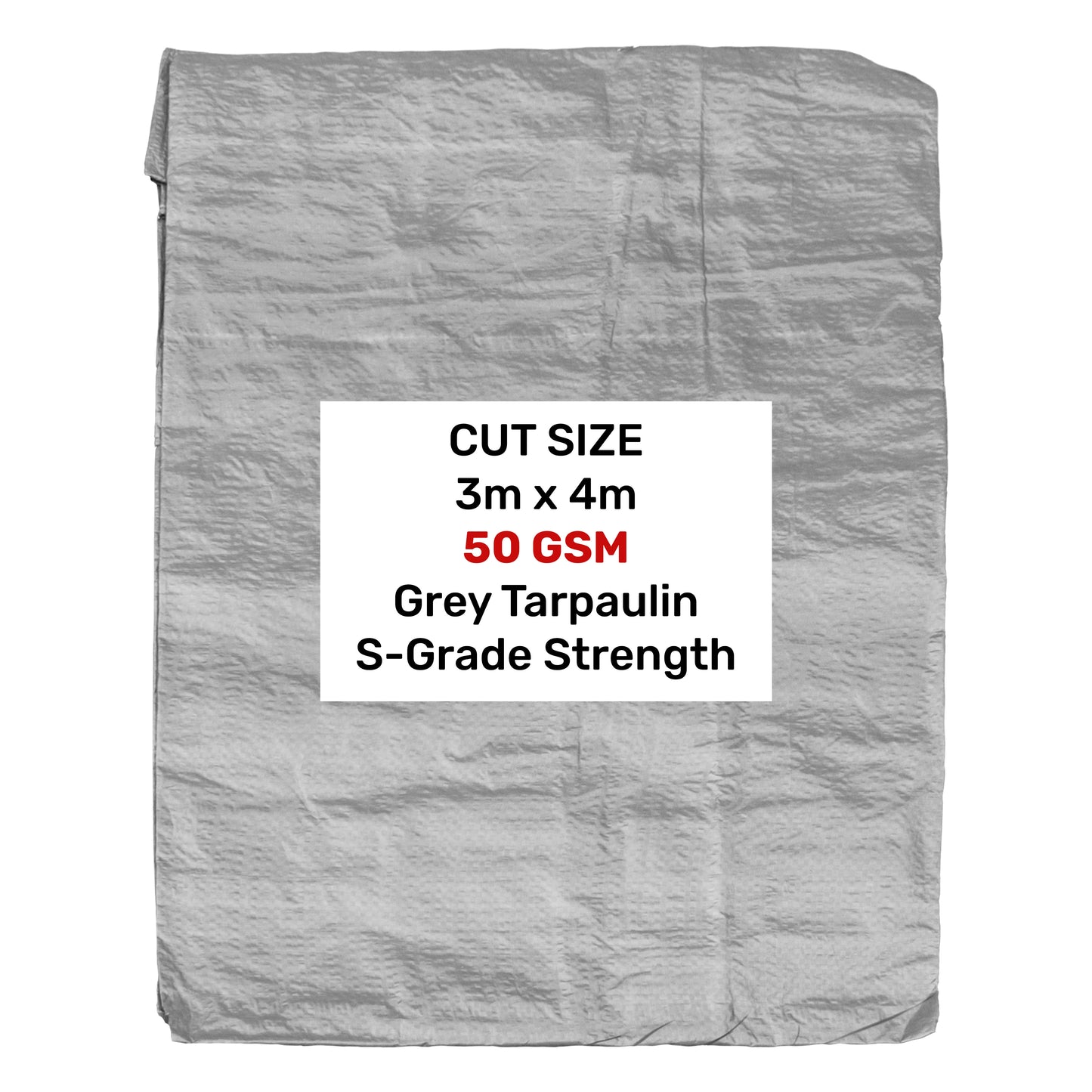 3m x 4m Grey 50gsm Tarpaulin