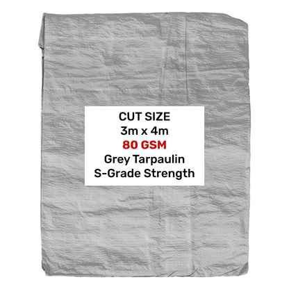 3m x 4m Grey 80gsm Tarpaulin