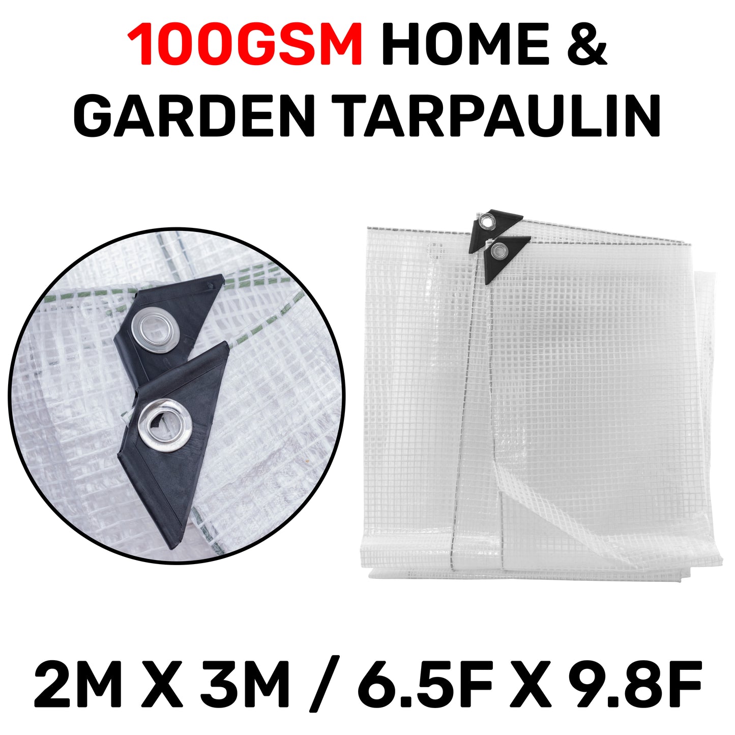 2m x 3m Clear Monotex 100gsm Tarpaulin