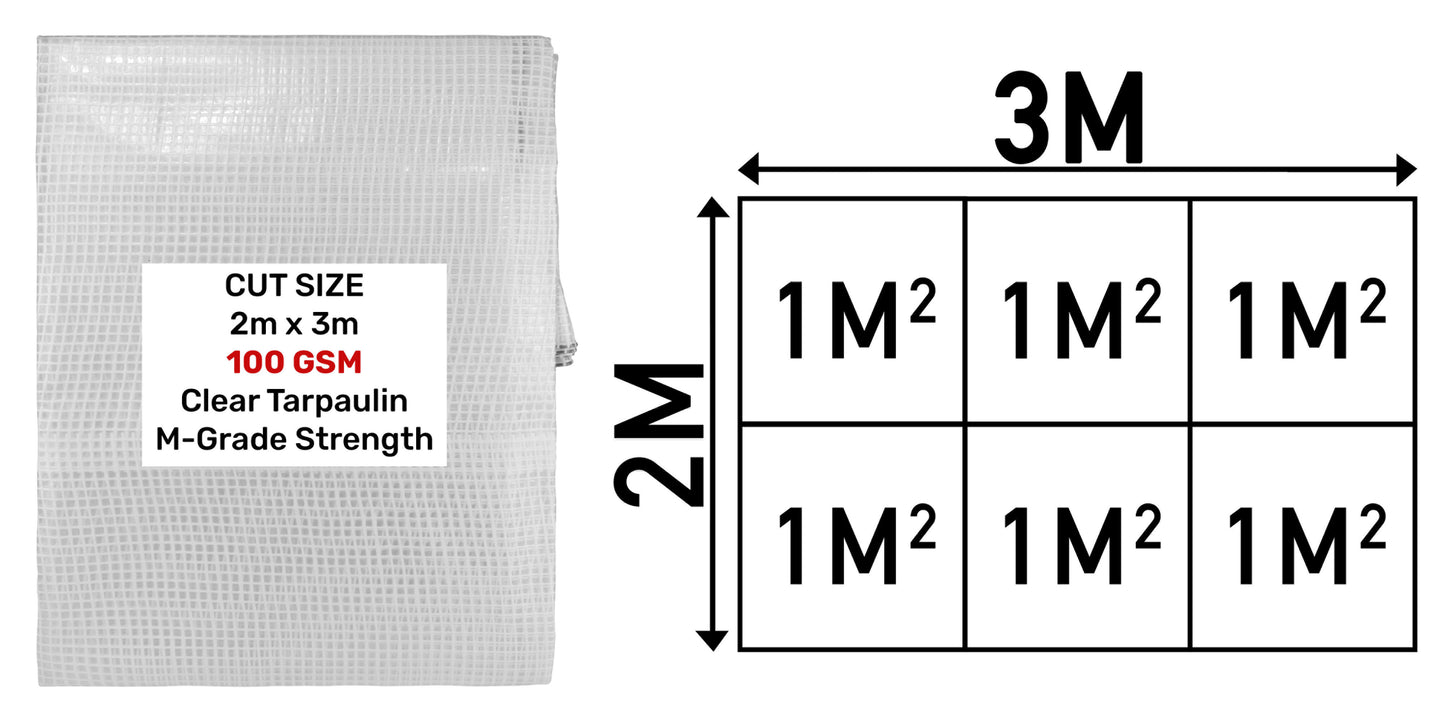 2m x 3m Clear Monotex 100gsm Tarpaulin