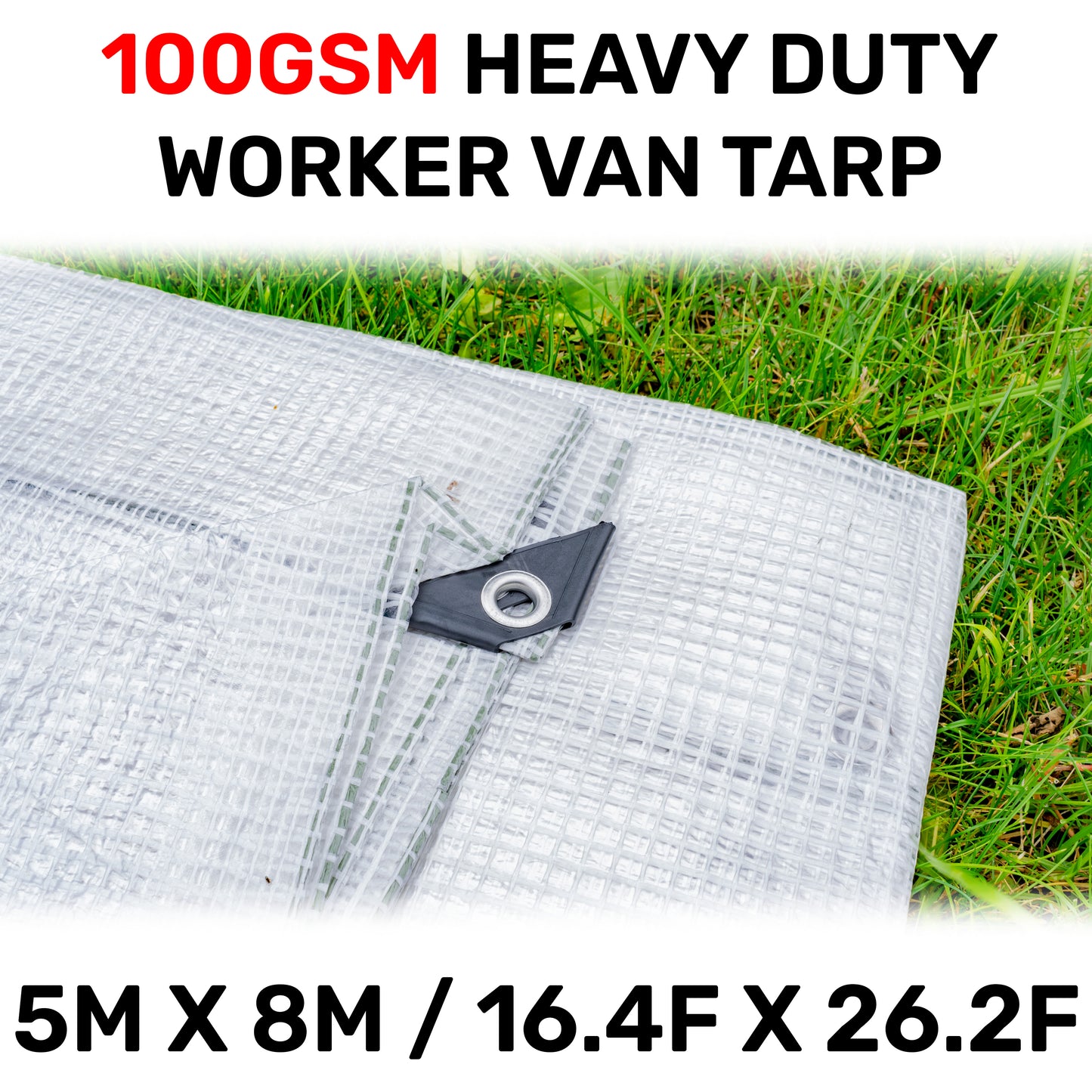 5m x 8m Clear Monotex 100gsm Tarpaulin