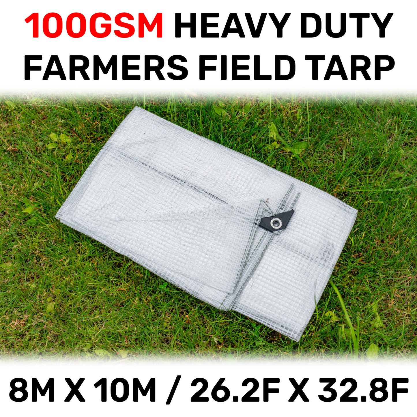 8m x 10m Clear Monotex 100gsm Tarpaulin