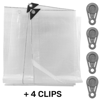 100gsm Monotex Clear Tarpaulins with 4x Clips