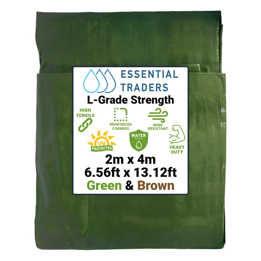 2m x 4m Green & Brown Tarpaulins, L-Grade 220 GSM
