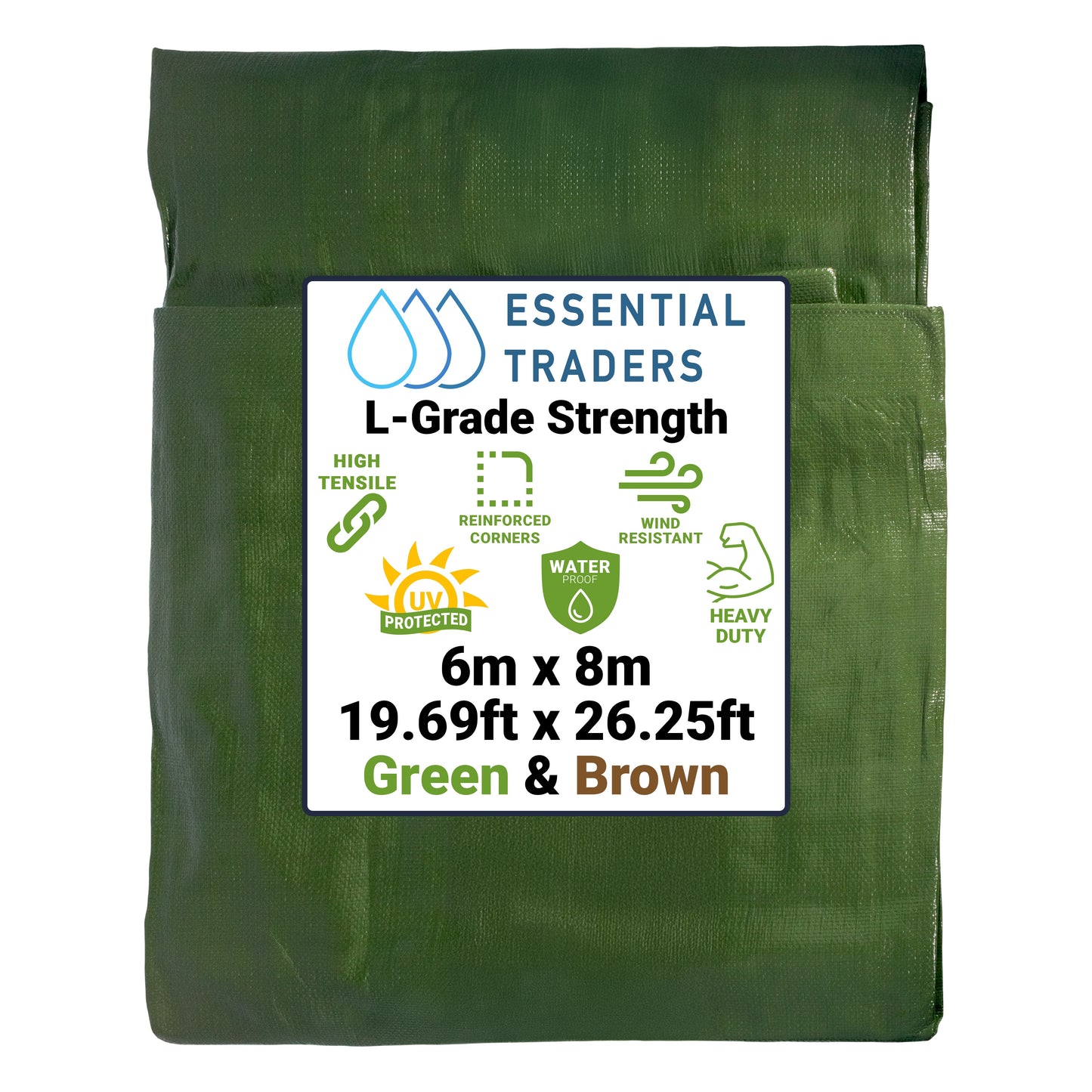 220gsm Heavy-grade Green & Brown Tarpaulins