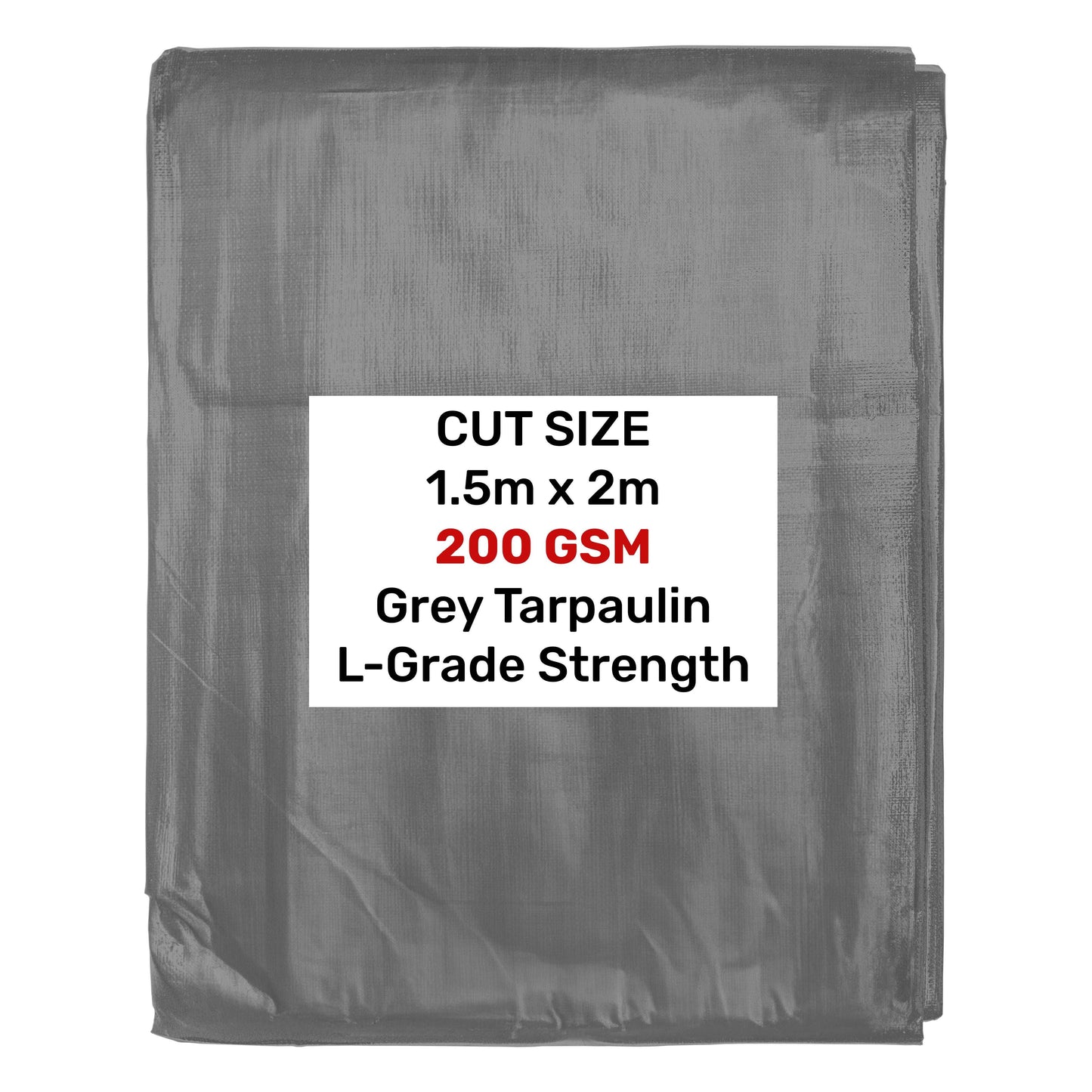 1.5m x 2m Grey 200gsm Heavy-grade Tarpaulin