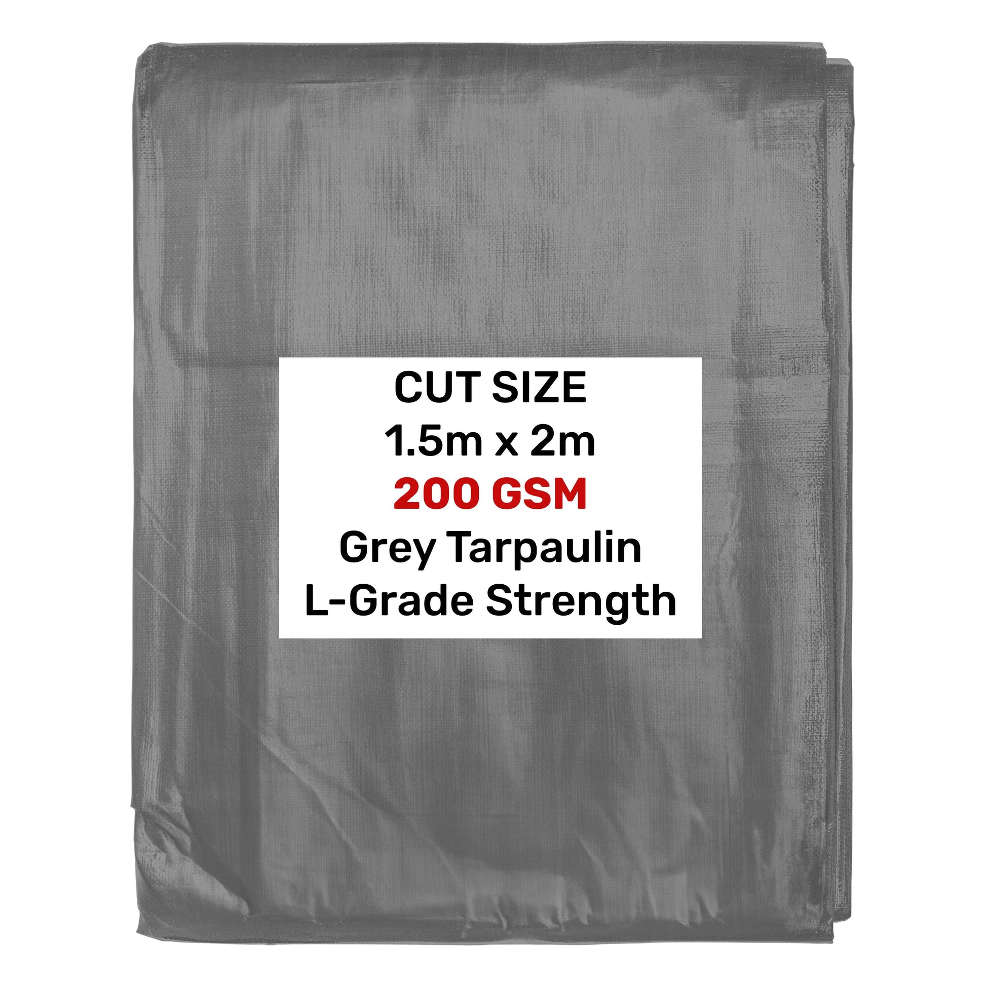 1.5m x 2m Grey 200gsm Heavy-grade Tarpaulin