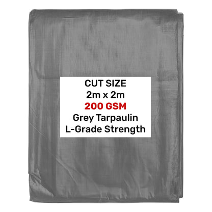 2m x 2m Grey 200gsm Heavy-grade Tarpaulin