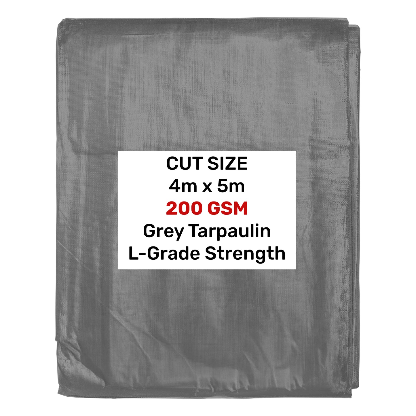 4m x 5m Grey 200gsm Heavy-grade Tarpaulin