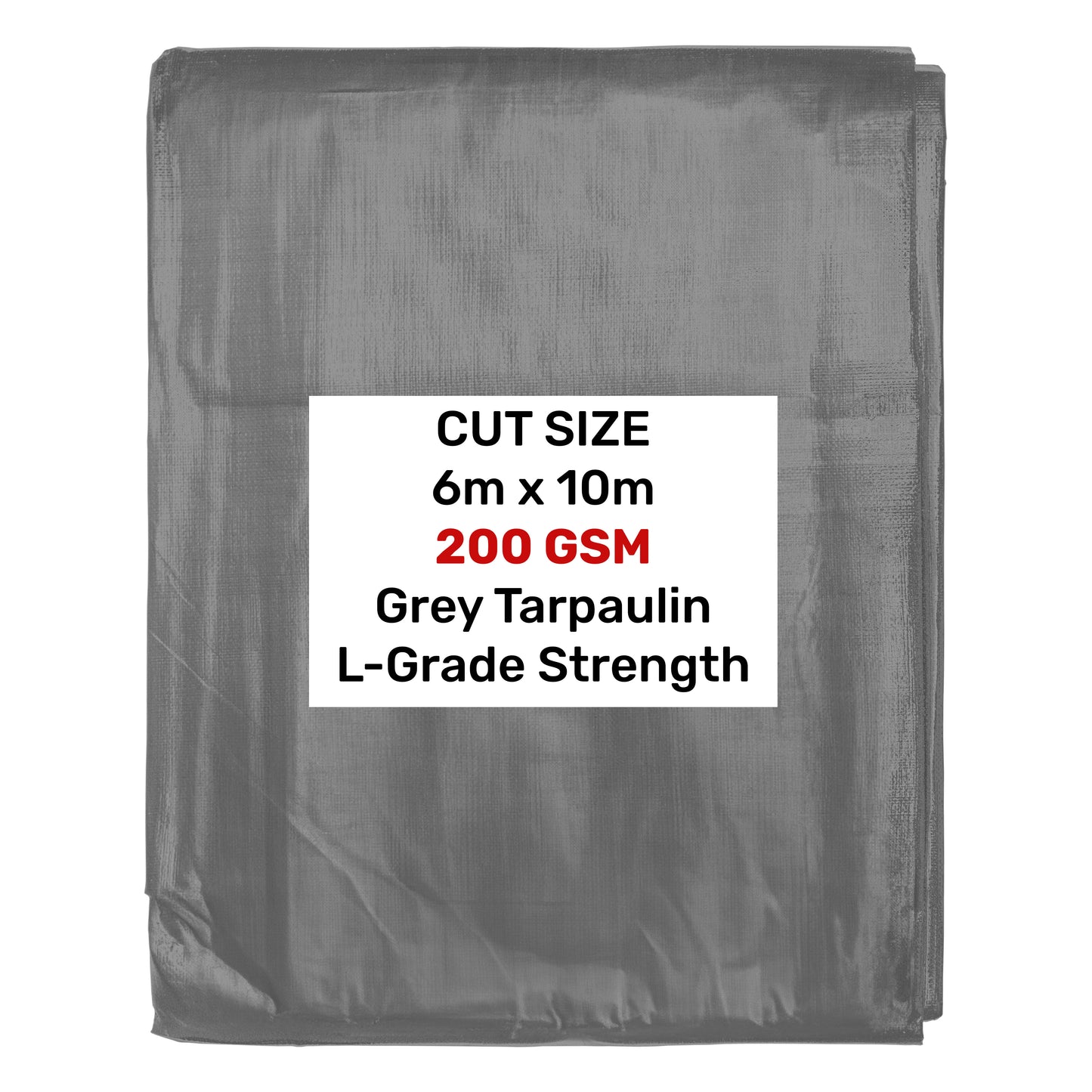 6m x 10m Grey 200gsm Heavy-grade Tarpaulin