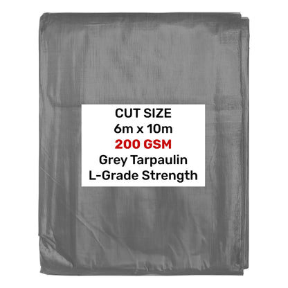 200gsm Heavy-grade Grey Tarpaulins with 4x Clips