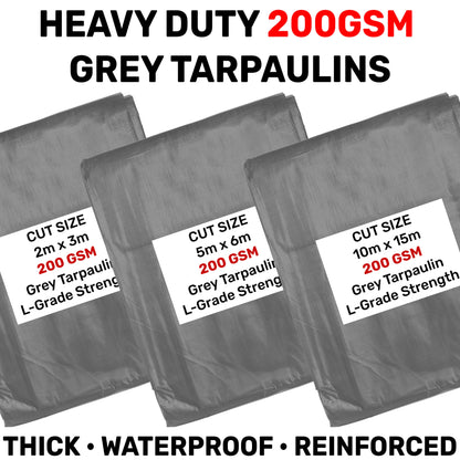 200gsm Heavy-grade Grey Tarpaulins with Bungee Rope