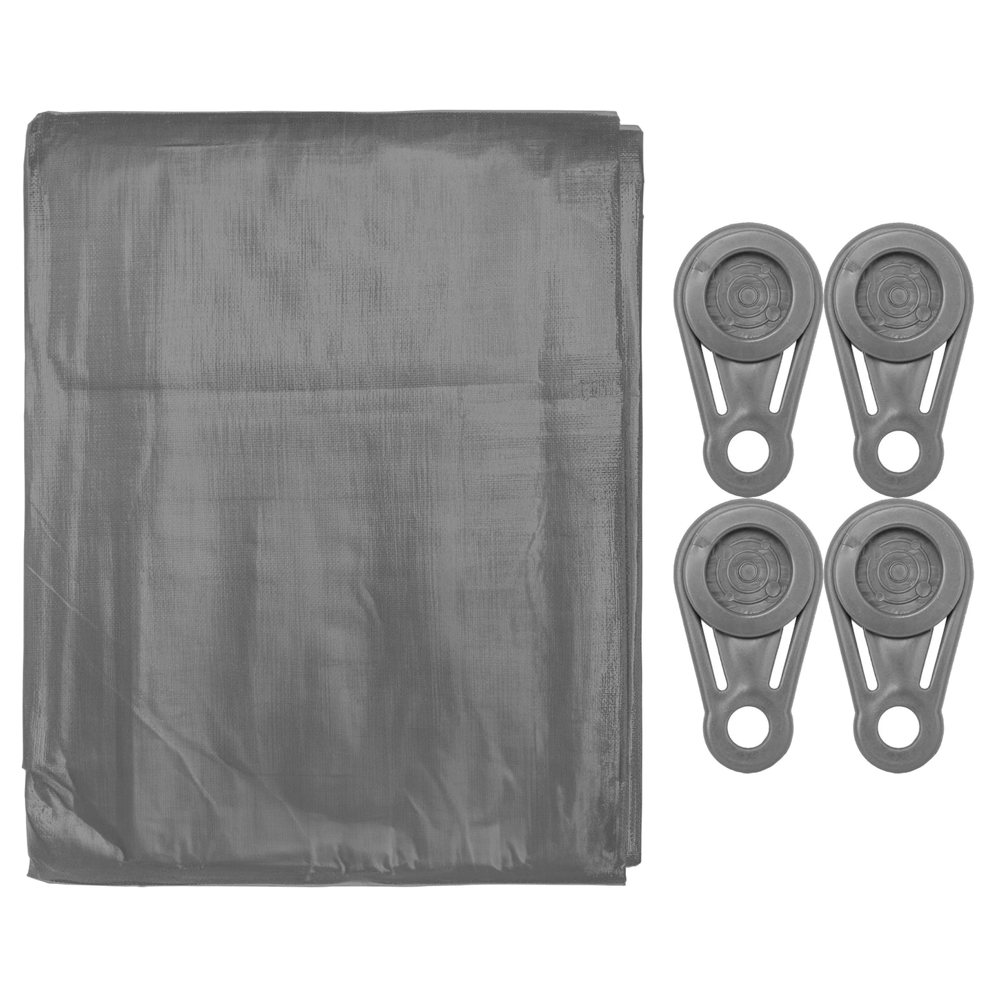 200gsm Heavy-grade Grey Tarpaulins with 4x Clips