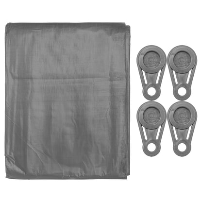 200gsm Heavy-grade Grey Tarpaulins with 4x Clips