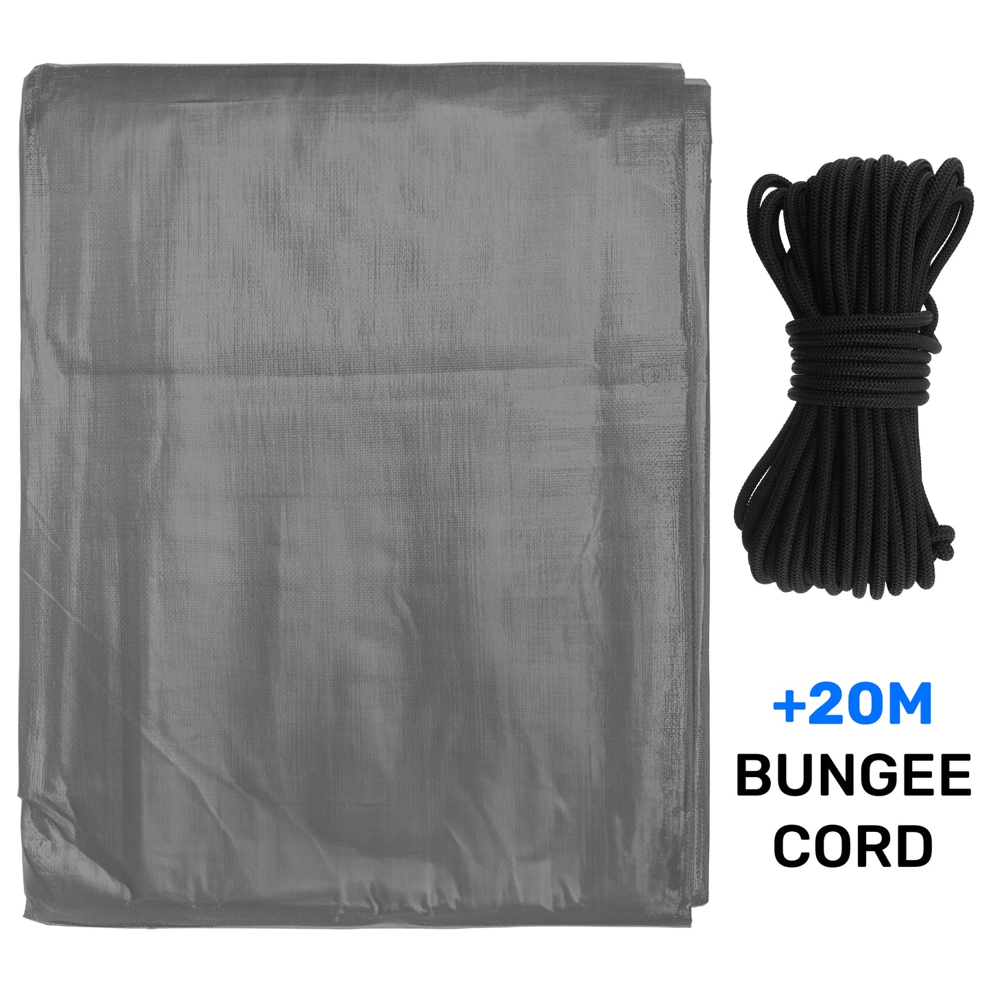 200gsm Heavy-grade Grey Tarpaulins with Bungee Rope