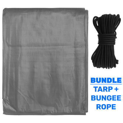 200gsm Heavy-grade Grey Tarpaulins with Bungee Rope