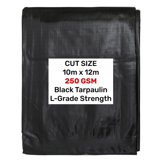 10m x 12m Black 250gsm Heavy-grade Tarpaulin