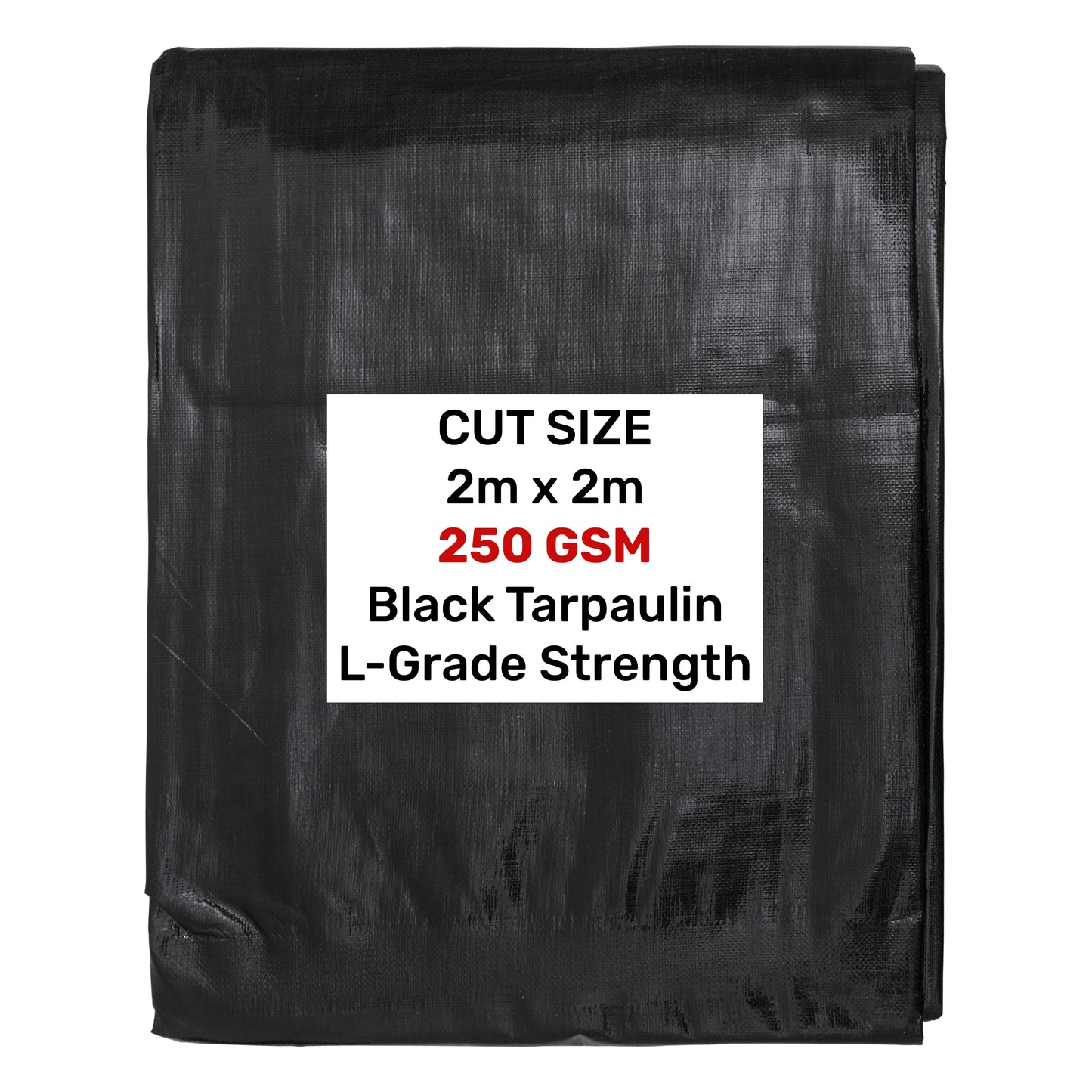 2m x 2m Black 250gsm Heavy-grade Tarpaulin