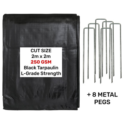 2m x 2m Black 250gsm Pool Tarp