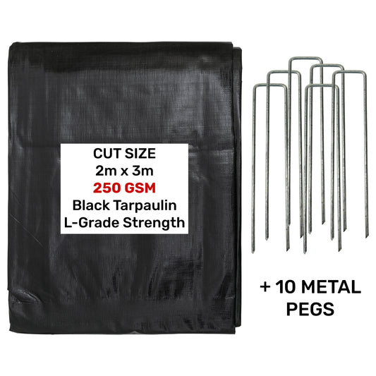 2m x 3m Black 250gsm Pool Tarp