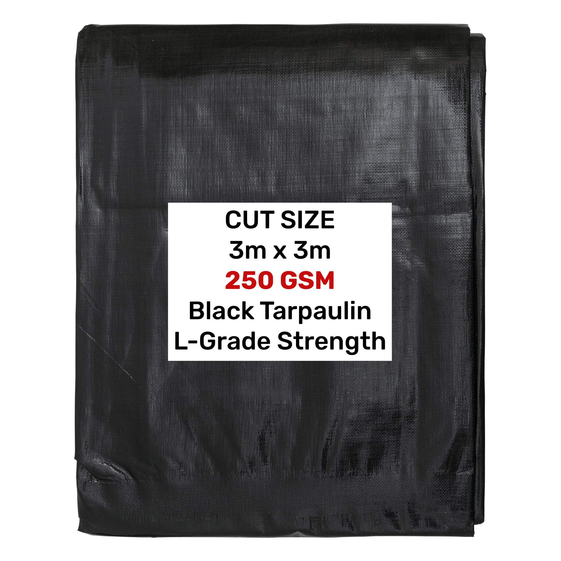 3m x 3m Black 250gsm Heavy-grade Tarpaulin – Essential Online Traders
