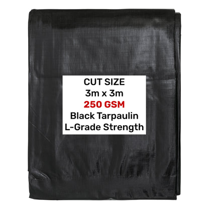 3m x 3m Black 250gsm Heavy-grade Tarpaulin