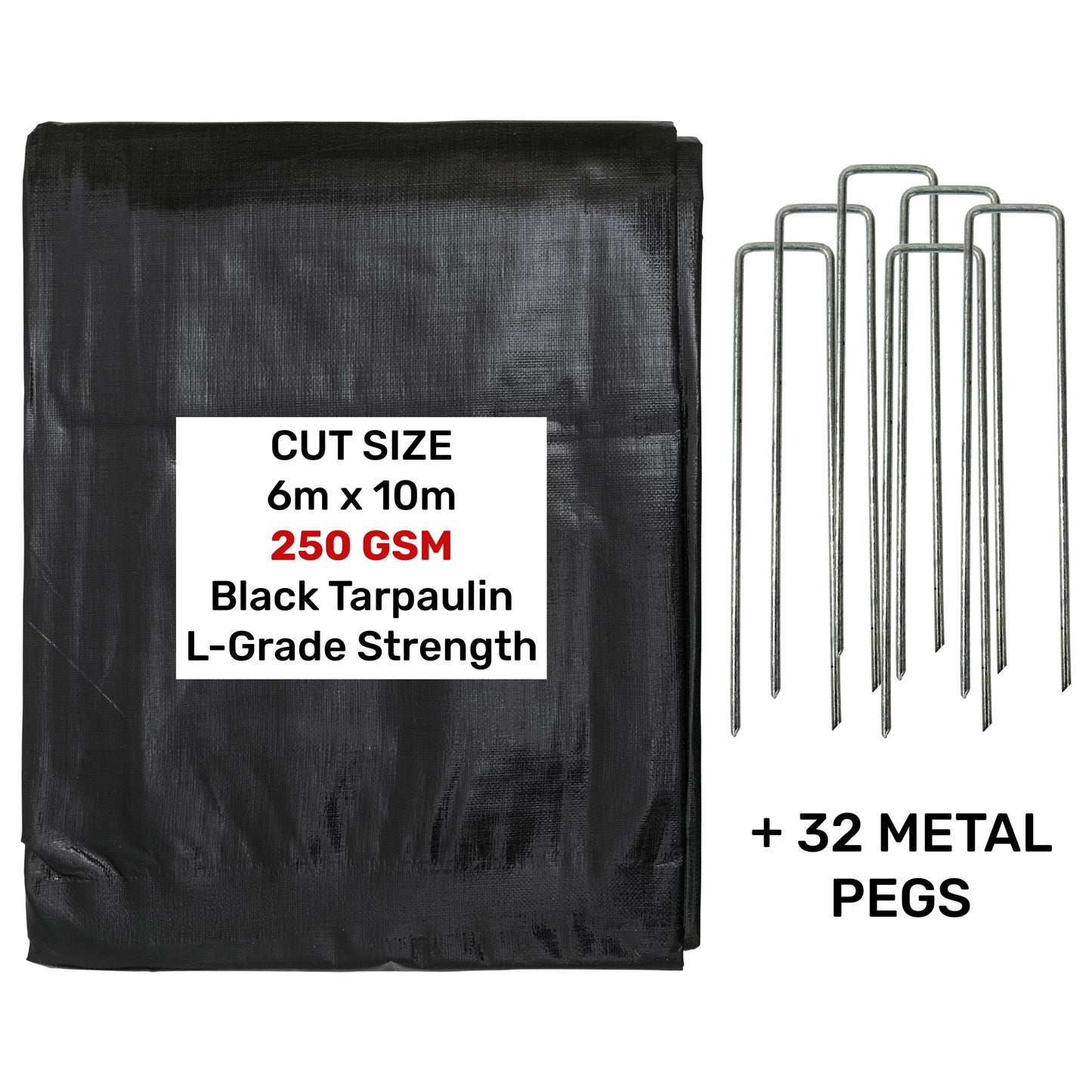 6m x 10m Black 250gsm Pool Tarp