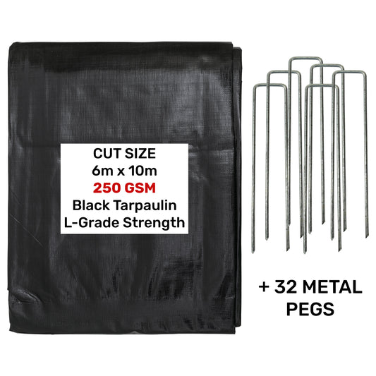 6m x 10m Black 250gsm Pool Tarp