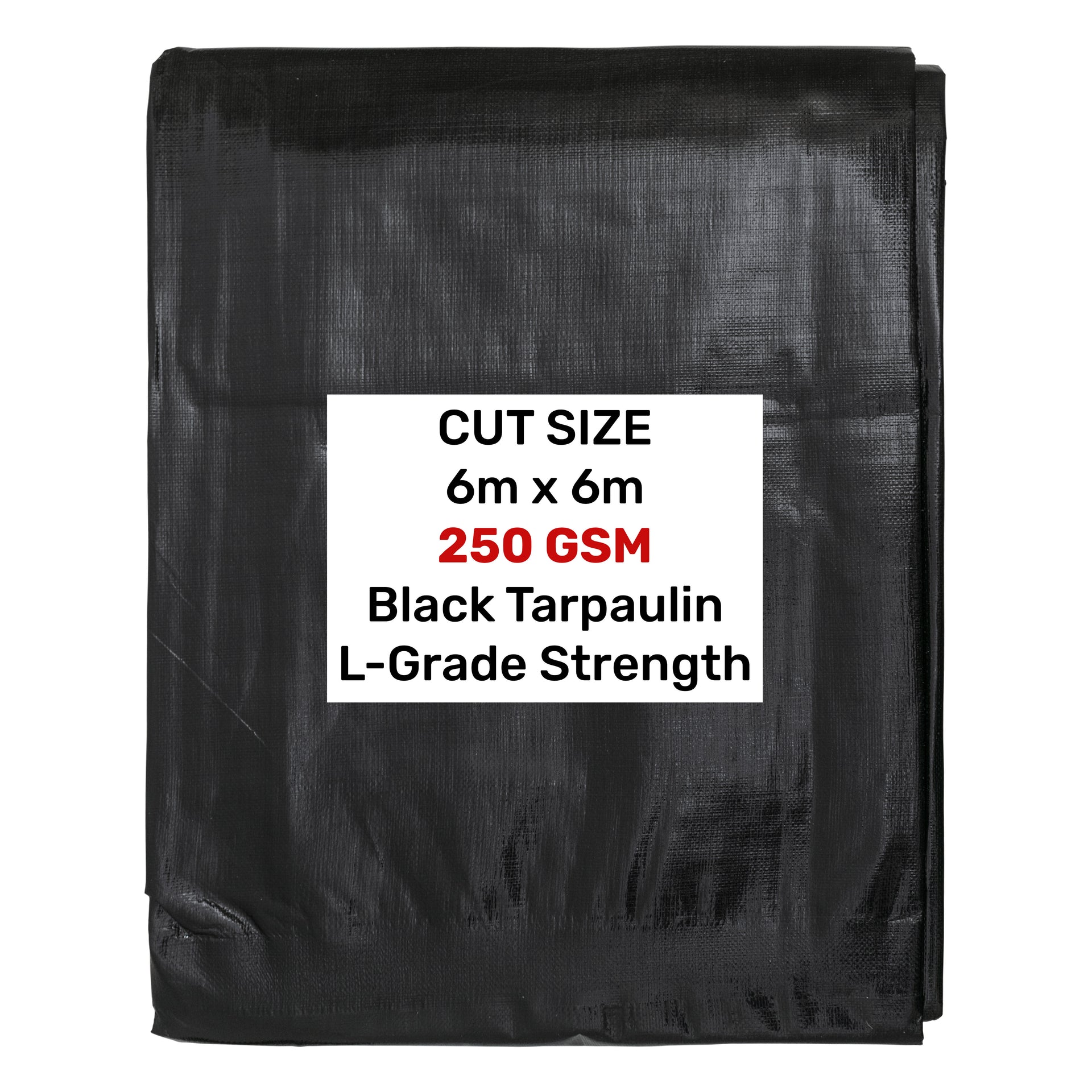 tarp 6m 6m x 6m Black 250gsm Heavy-grade Tarpaulin – Essential Online Traders