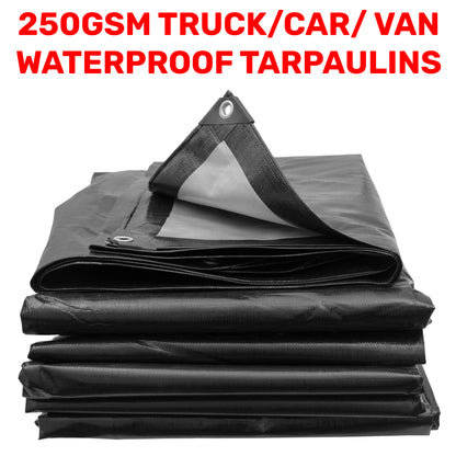 2m x 2m Black 250gsm Heavy-grade Tarpaulin