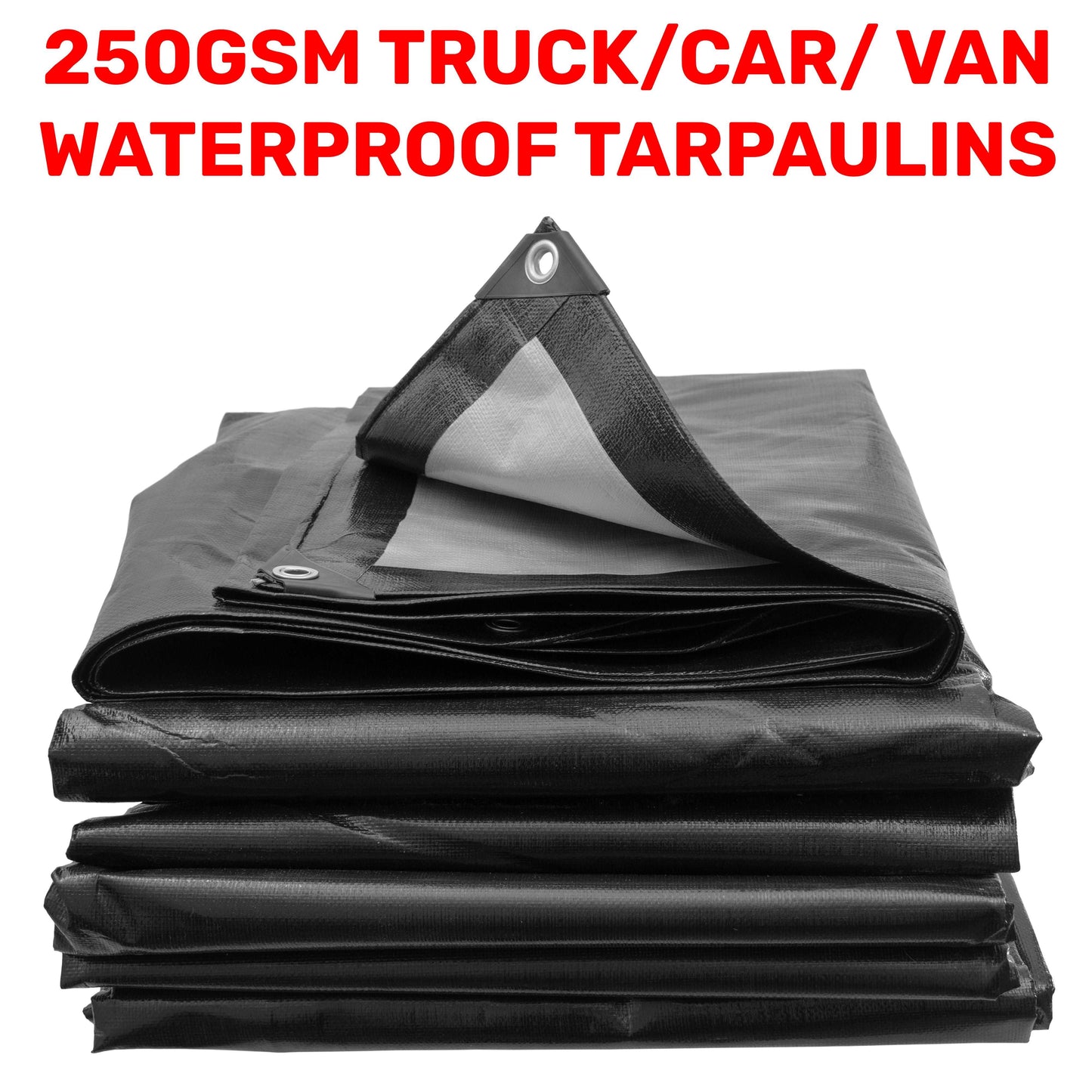 1.5m x 2m Black 250gsm Heavy-grade Tarpaulin