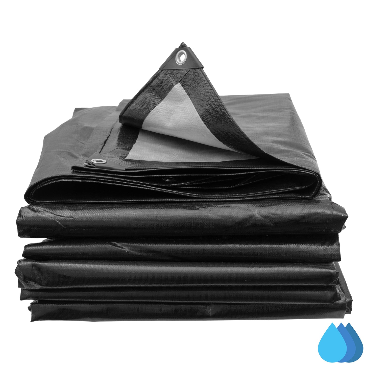 2m x 4m Black & Silver Tarpaulins, L-Grade 250 GSM