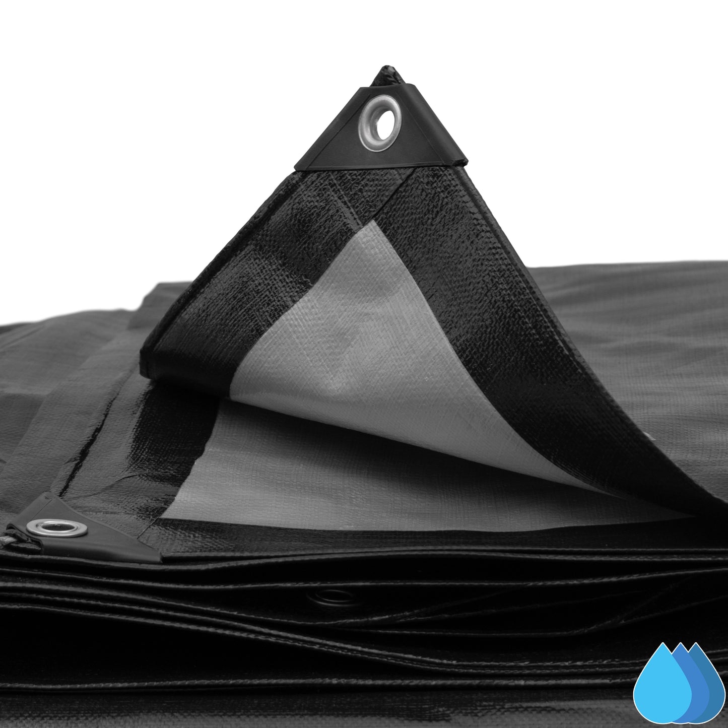 2m x 4m Black & Silver Tarpaulins, L-Grade 250 GSM